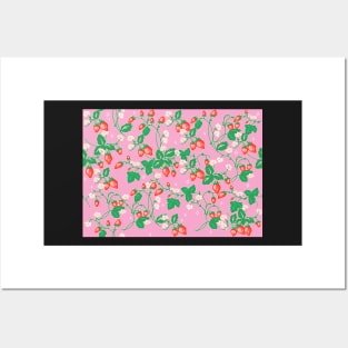 Strawberry Patch on Pink Posters and Art